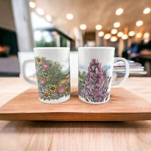 Dunoon Fine Bone‎ China English Wildflowers cups wild orchid scarlet pimpernel